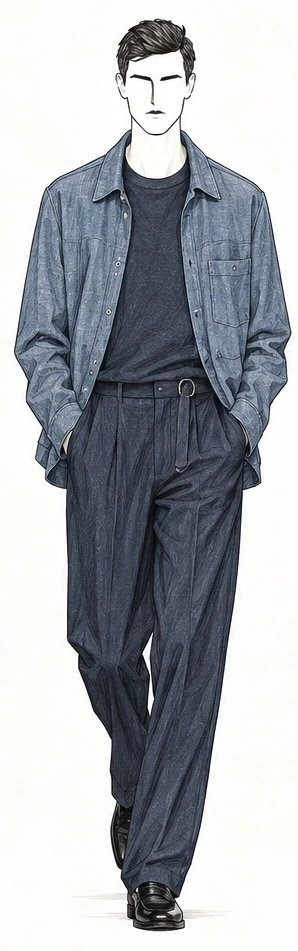 Collection study — shirt / belted trouser