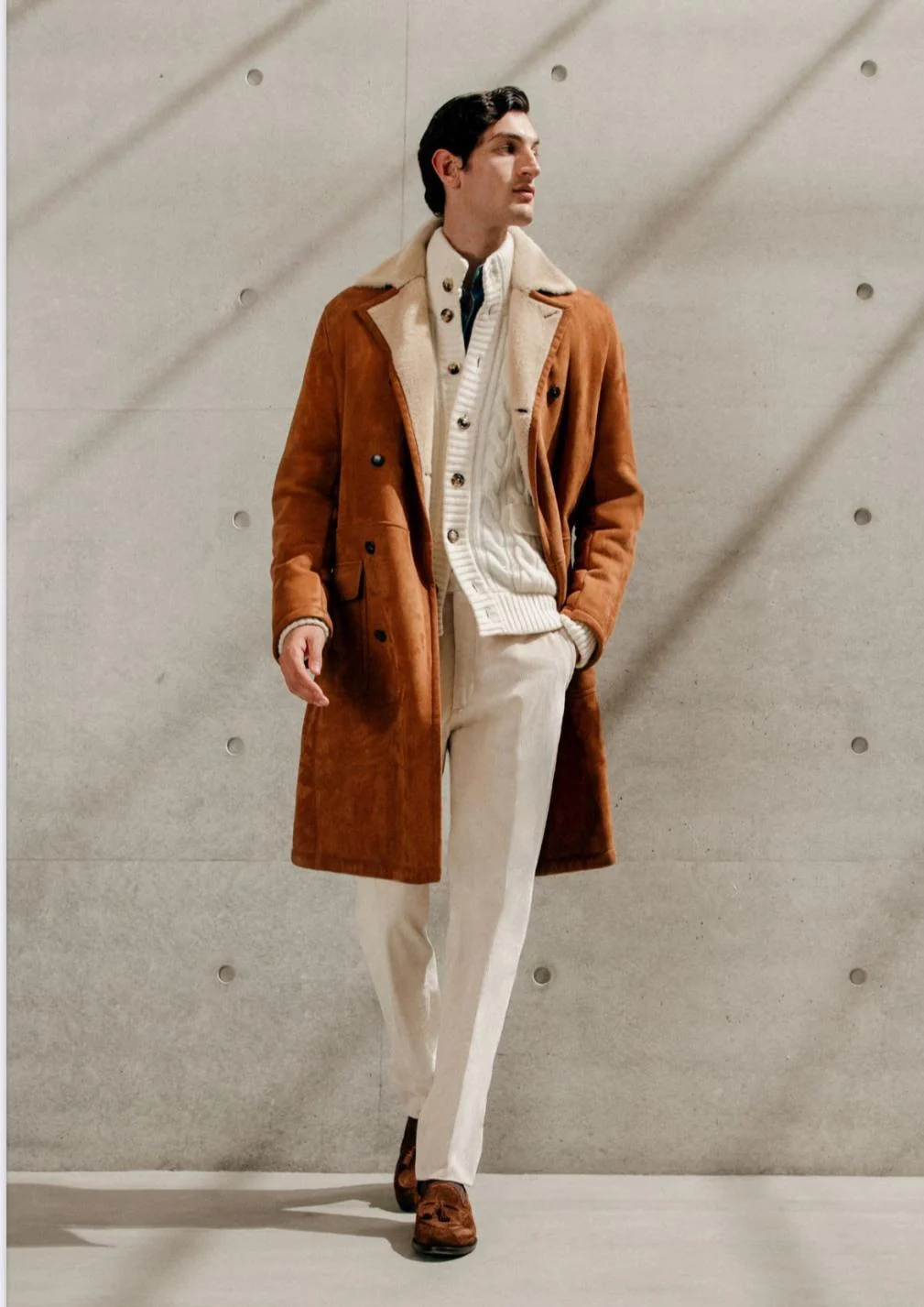 Camel coat full length study