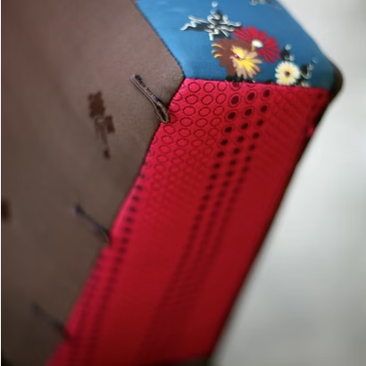 H-Chairs red and blue upholstery detail